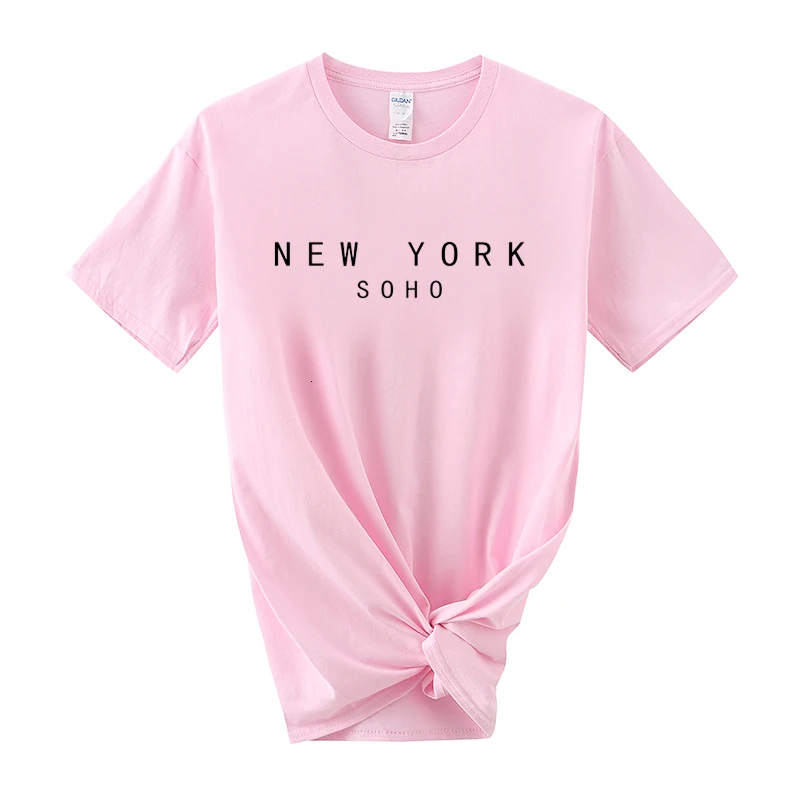 Женские футболки с надписью New York Soho хлопковая Повседневная забавная футболка