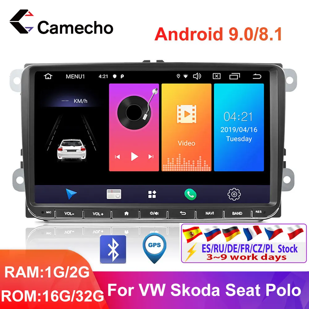 Camecho Android 9 0 автомобильный радиоприемник мультимедийный плеер ''HD GPS навигация
