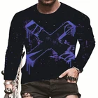 Европейская и американская популярная мужская Спортивная футболка для отдыха с 3D Цифровым принтом уличная трендовая футболка с 3D принтом и длинным рукавом