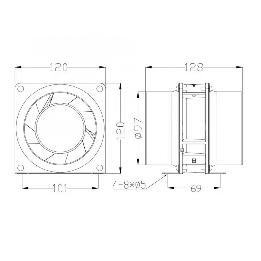 

4 Inch Air Ventilator Exhaust Fan 220V Inline Ventilation Duct Fan Extractor for Workshop Library Cinema