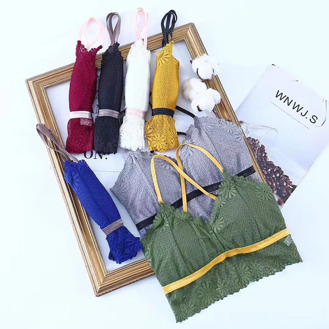 

Gobetter Sporty Sexy Bra Lace Seamless Soft Cup Bras for Women Comfort Bra Wire Free Girls Brassiere Vest Underwear Lingerie