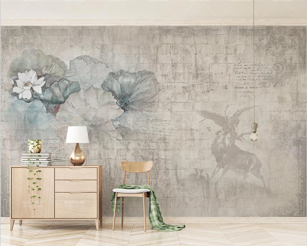 3D модный ретро Лотос на заказ скандинавский лось кирпичная стена Орел фон для