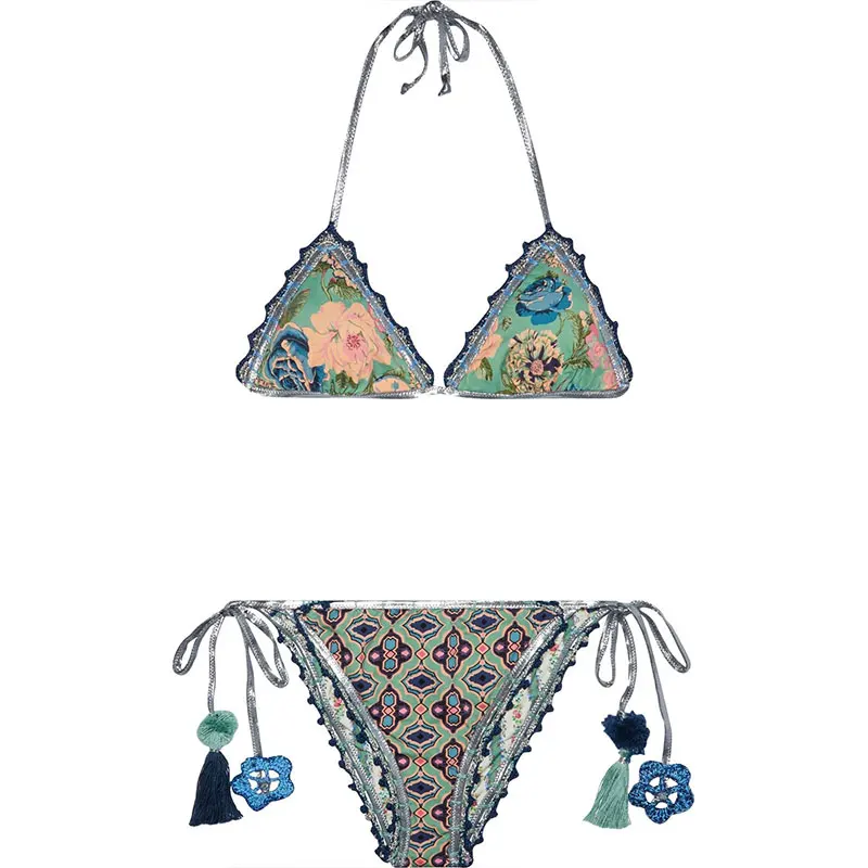 

Трикотажное бикини Micendy, женский купальник, пляжные микро купальные костюмы, летний купальник с лямкой на шее, бандажная пляжная одежда с ки...