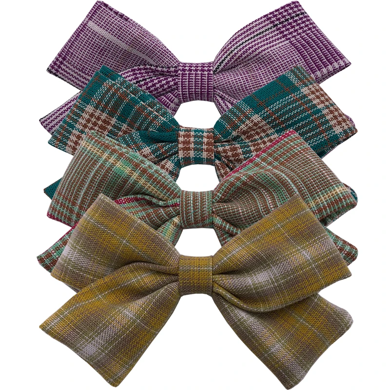 Vintage Plaid Sers-2 4 предмета в комплекте, красивые хлопковые ткани лук заколки для маленьких девочек модная одежда для волос заколки-бантики для волос заколки для волос Hairbow заколки для волос аксессуары для волос - Цвет: Vintage Plaid Sers-2