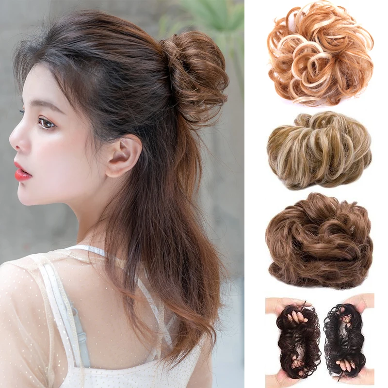 LISI GIRL Women's Curly Chignon With Elastic Rubber Band Synthetic Scrunchie Wrap Hair Messy Bun Hairpieces | Шиньоны и парики