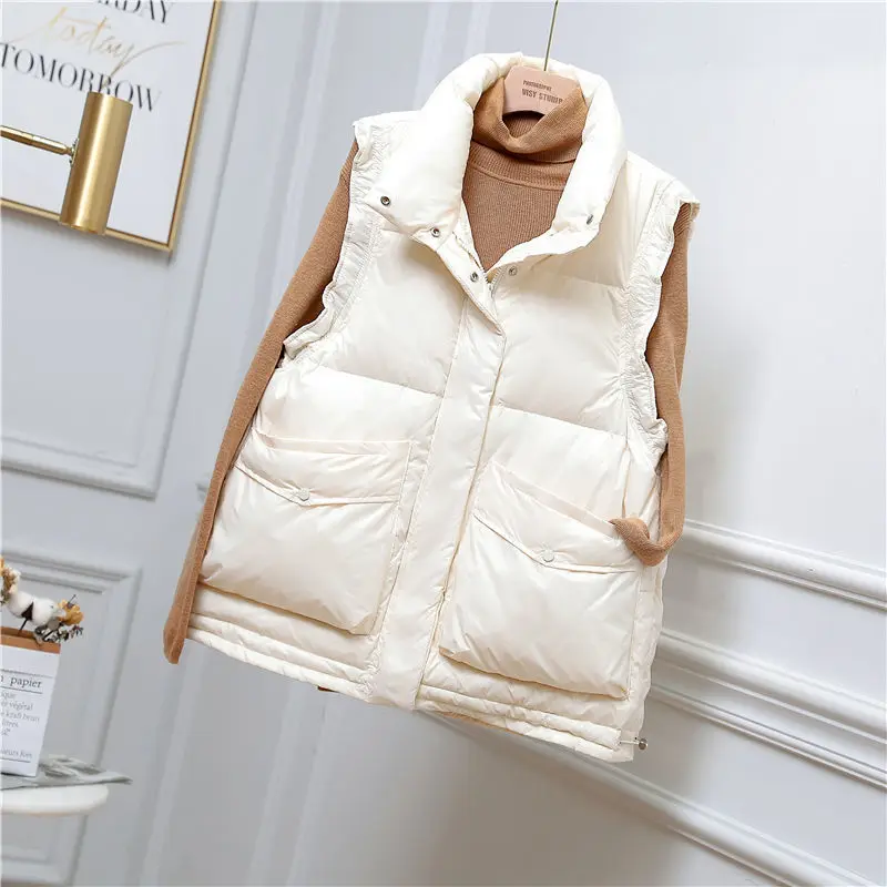 

Down cotton waistcoat for women's outer wear autumn and winter jacket for fashionable loose Korean version thickened jacket