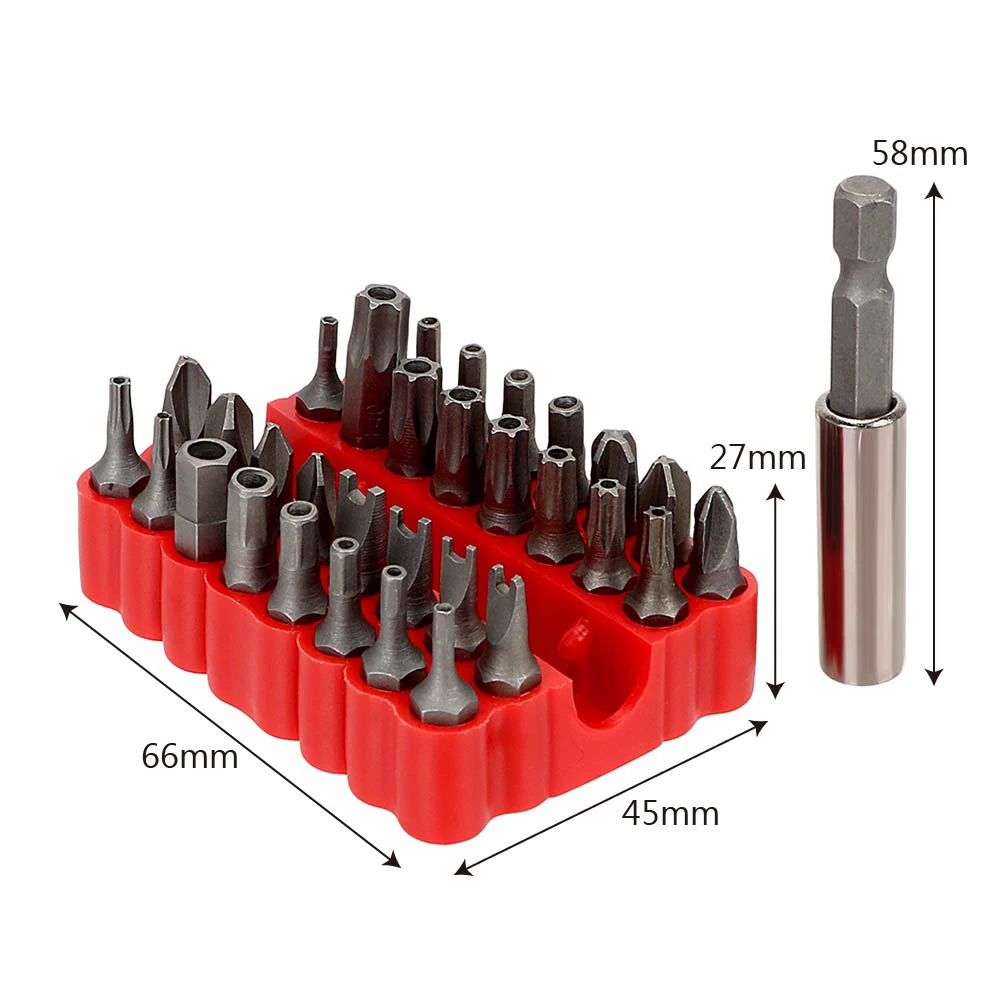 

NICEYARD 33 In 1 Screwdriver Bits Tamper Proof Security Bit Magnetic Extension Bit Holder Torx Star Hex Kit Hand Tools