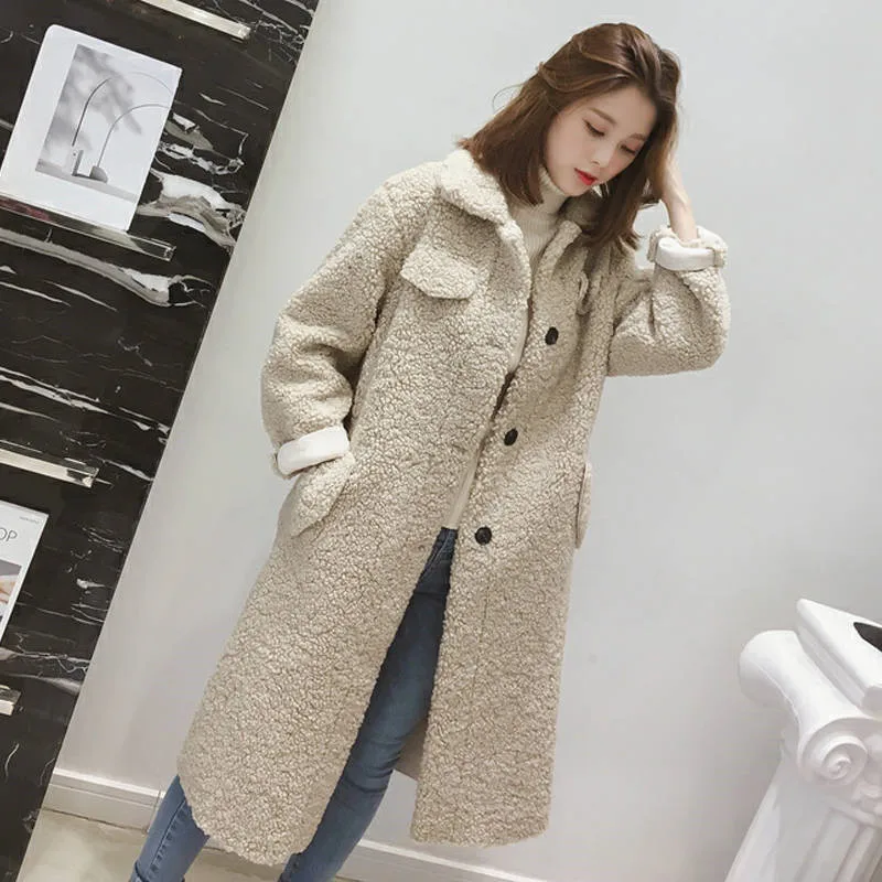 Зимнее пальто из искусственного меха 2019 Осеннее Женское с завышенной талией