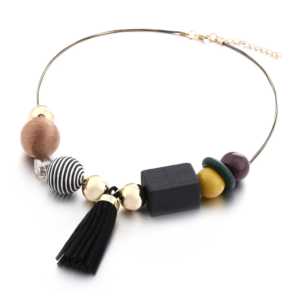 Ожерелья и кулоны с кисточками для женщин деревянные ожерелья массивное