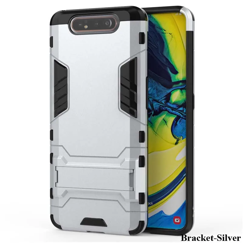 Bracket Silver Армированный чехол для samsung Galaxy A10 A20 A30 A40 A50 A60 A70 A80 A90 M10 M20 M30 M40 A50s A70s M30s покрытие автомобиля кольцо для телефона с бумажником - Цвет: Bracket Silver