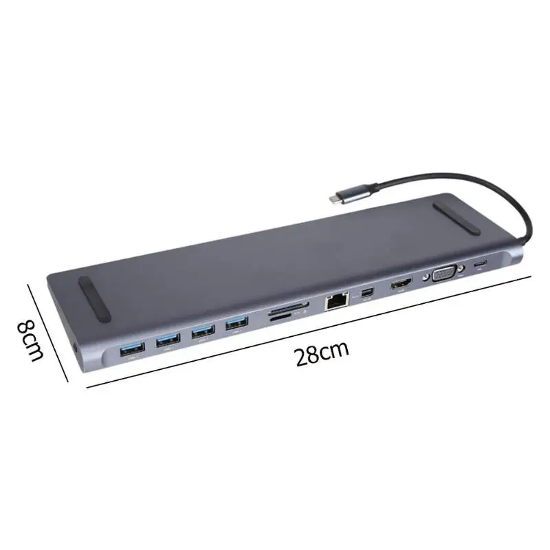 11 в 1 тип-c ноутбук ПК конвертер концентратор 4 USB 3 0 LAN Мини DP VGA HDI адаптер применим к