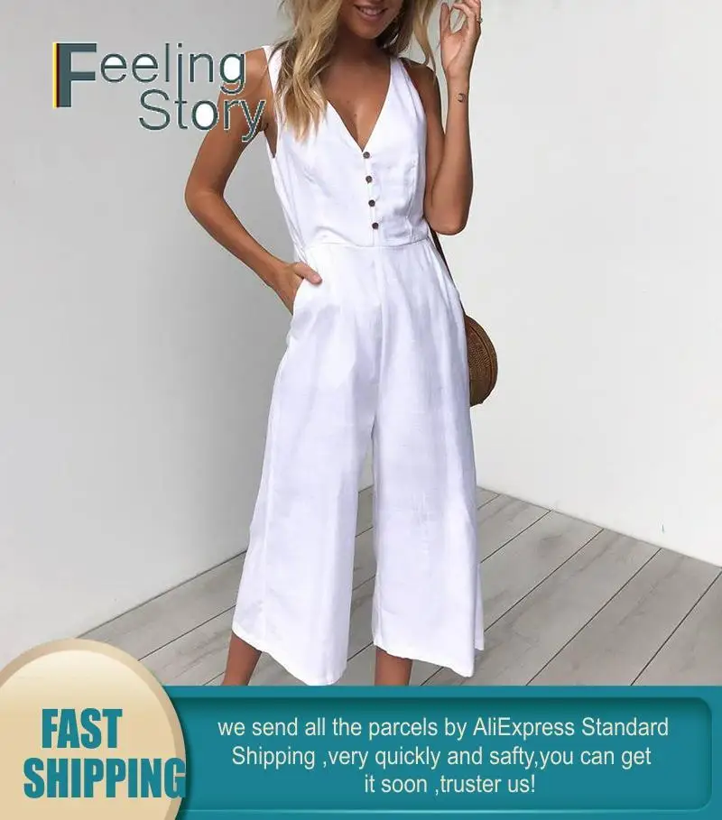 Белый ремешок Летний комбинезон пикантные Для женщин на пуговицах Однотонная