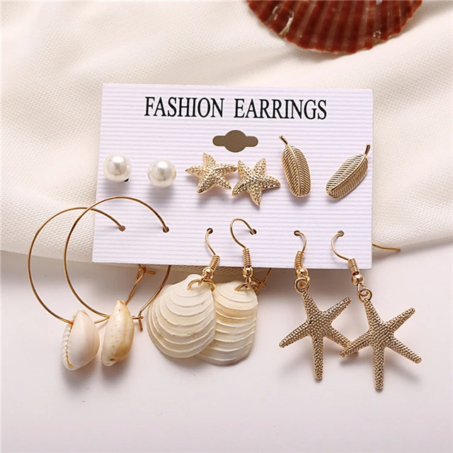 Earrings set 19 Модная серьга геометрической формы золотого цвета, набор для женщин, жемчужные Длинные круглые серьги-гвоздики в Корейском стиле, ювелирный набор, новинка - Окраска металла: Earrings set 19