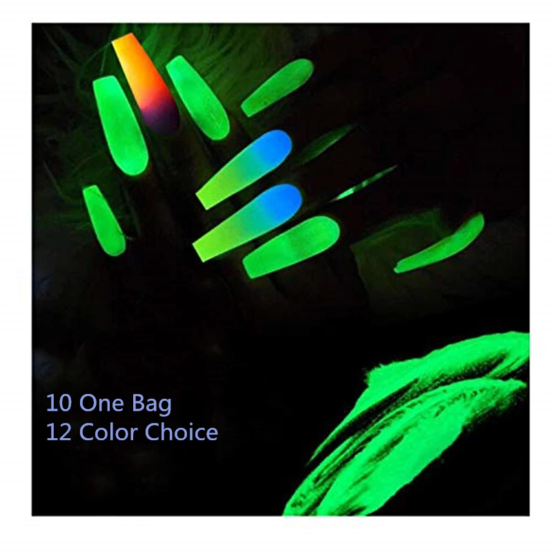 

10g Glow in The Dark Pigment Powder Phosphor Fluorescent Color Luminous Powder Use Cosmetic Nail Art Makeup light irradiation