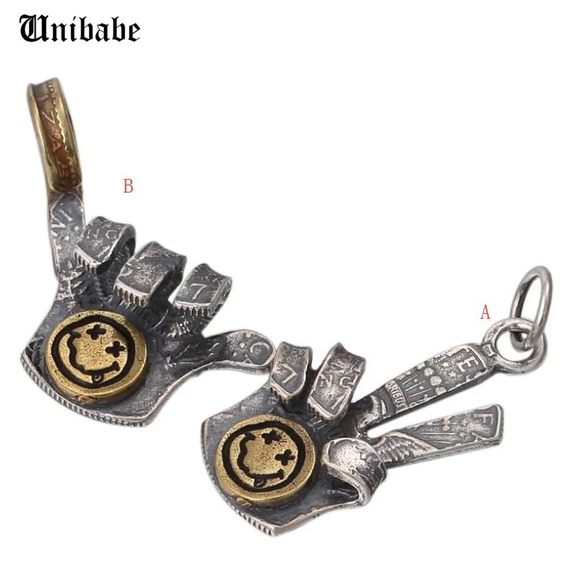 925 пробы серебряные ювелирные изделия ручной смайлик для мужчин и женщин кулон