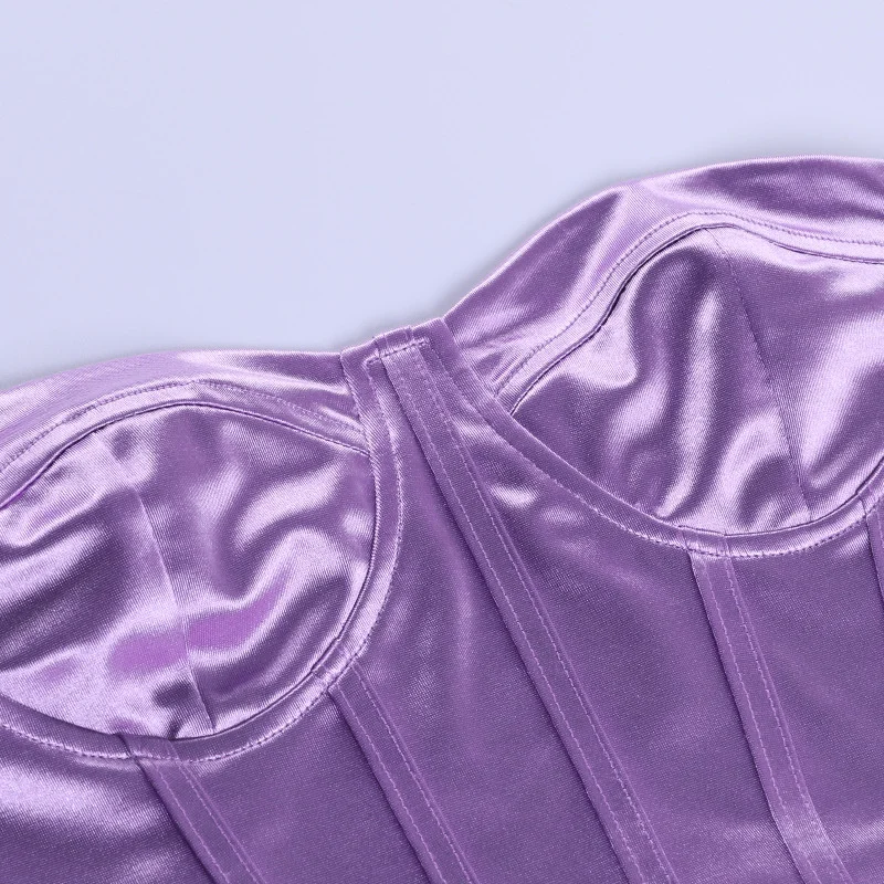 

Women Casual Sexy Tube Tops, Purple Solid Color Close-fitting Sleeveless Crop Tops, S/ M/ L