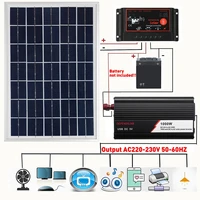 Solar Panel System 18V 20W Solar Panel 12V/24V 40A/50A/60A Soalr Charge Controller 1000W Solar Inverter Solar Power Generation