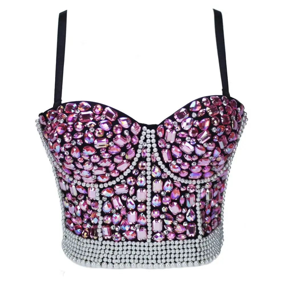 Новый Стиль Розовый Красный горный хрусталь жемчуг корсет Свадебная вечеринка