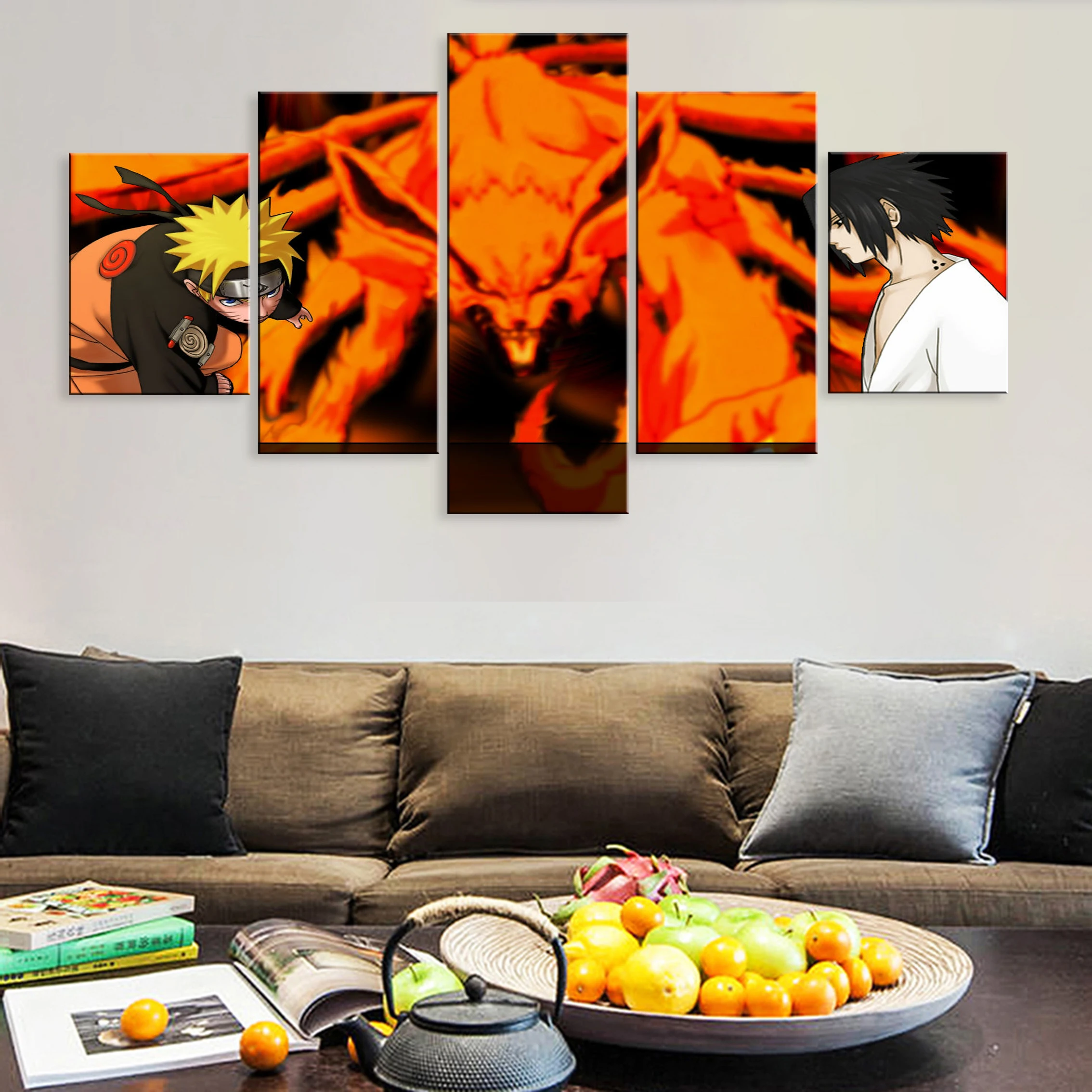 

Sasuke Framework Printed Art Hd Home Decoration Pictures 5 Pieces Poster Canvas Decor Anime NARUTO