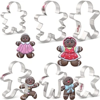 keniao christmas gingerbread man cookie cutter set 6 pieces winter biscuit fondant bread sandwich molds stainless steel