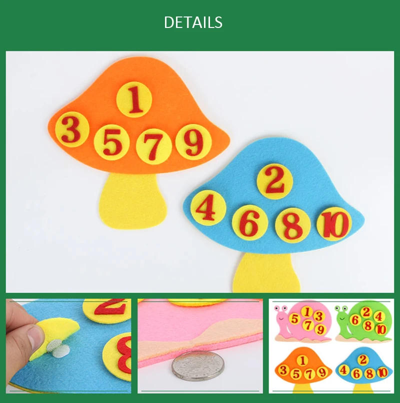 Детский набор для самостоятельного изготовления из фетра "Распознавание четных и нечетных чисел".