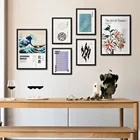 Настенные постеры с японскими цветами, морскими волнами, абстрактные скандинавские постеры и принты, галерея, художественное изображение, музейная Картина на холсте для декора гостиной