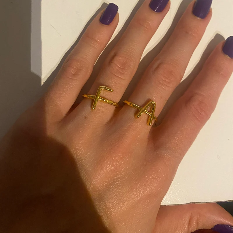 

Simple Stainless Steel A-Z Letter Rings Adjustable Initials Alphabet Rings Anillos Minimalism Women's Jewelry Valentine's Gifts