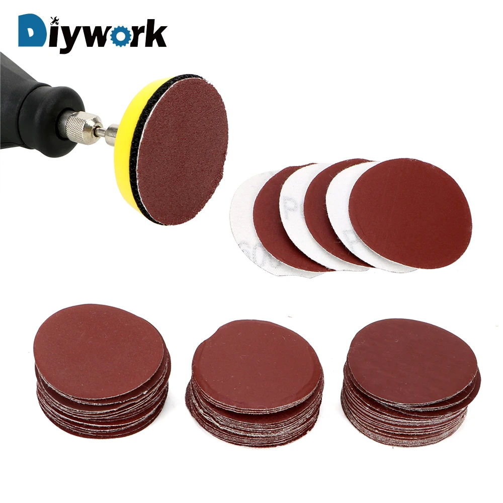 DIYWORK 60 шт./компл. наждачные круги 100/240/600/800/1000/2000 крупа для Деревообрабатывающие инструменты для чистки наждачной бумагой 2 дюйма шлифовальные колодки