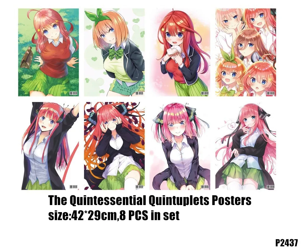 8 шт./лот аниме квинтуплет с рельефным рисунком плакат тиснением Накано ичика