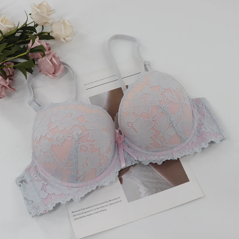 Grey Beauwear ультра тонкий цветочный кружевной бюстгальтер-трансформер дышащий бюстгальтер с косточками пуш-ап размера плюс 34A-38B 36C-40D нижнее белье BH - Цвет: Grey