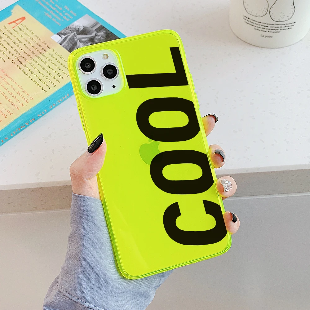 Флуоресцентный неоновый чехол для телефона с надписью COOL LIFE iPhone 11 Pro Max XR X XS 7 8 Plus