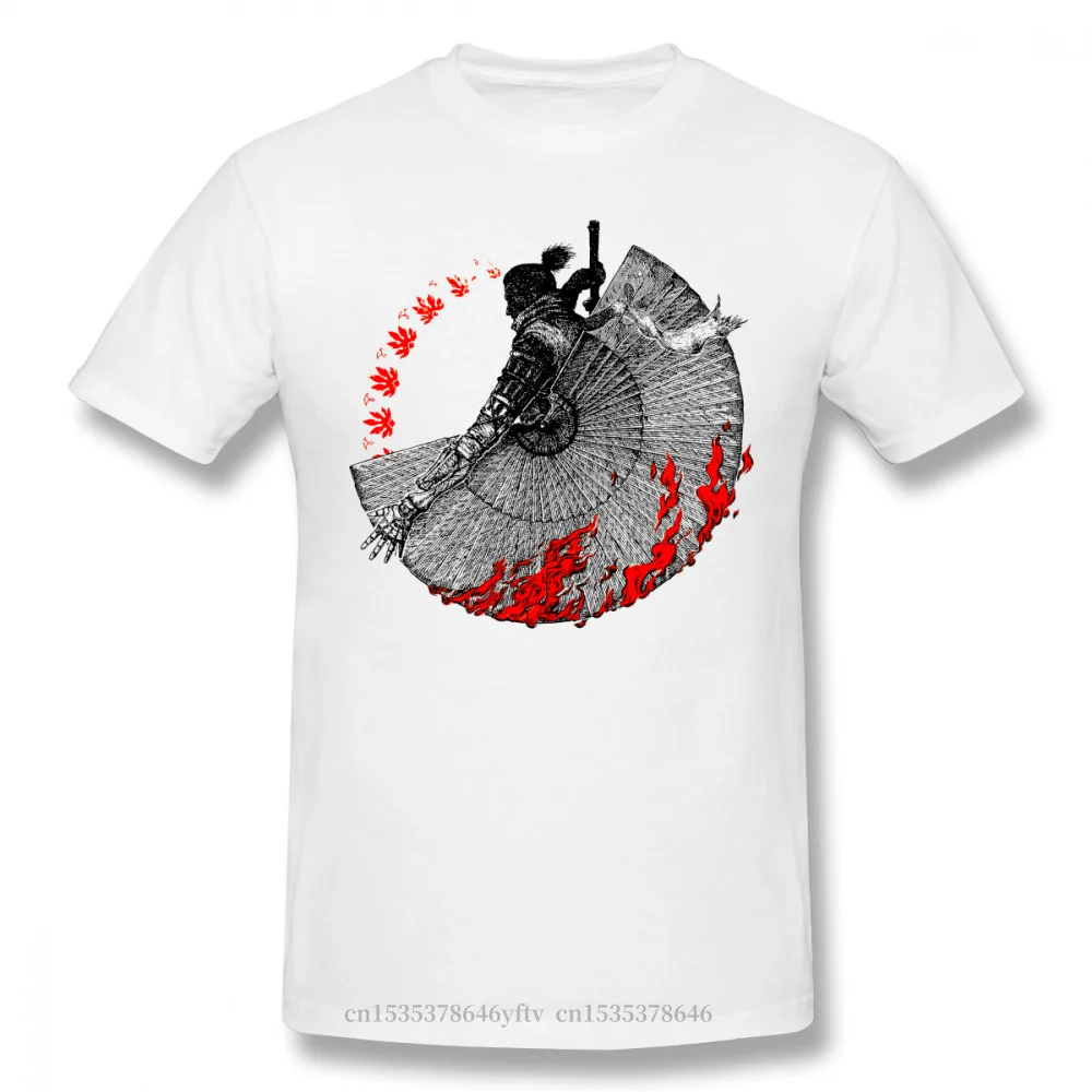 Shinobi Print Cotton Funny T Shirts Sekiro Shadows Die Twice Wolf Sengoku Kuro Game Men Fashion Streetwear