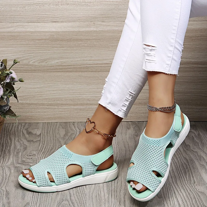 

2021 Summer New Slippers Casual Flat Mesh Sandals and Slippers European and American Fashion Women's Slippers Beach Shoes