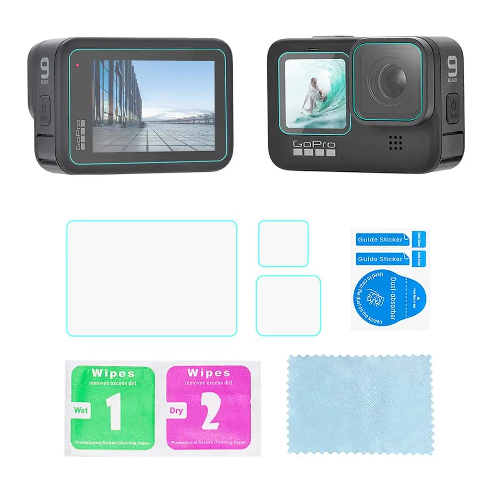 

Защитная пленка для объектива защитное закаленное стекло защита для экрана 2 комплекта для GoPro Hero 9 Black для Gopro 9 аксессуары для камеры