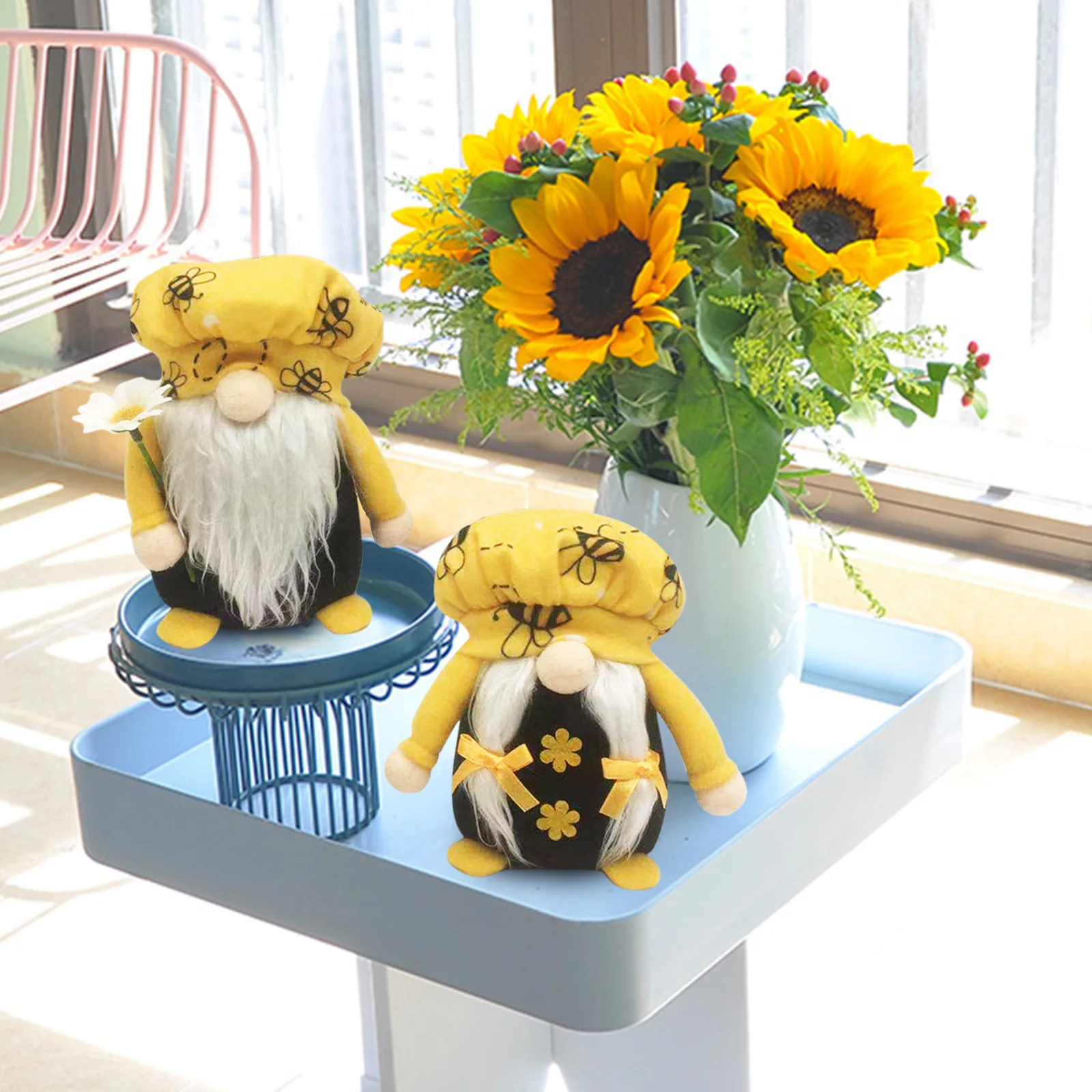 

Cute Bee Striped Faceless Dwarves Home Decoration Accessories Honey Bee Gnome Decorations Kawaii Doll Atmosphere Decorations