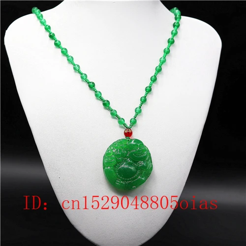 Подвеска из натурального зеленого изумруда нефрита бусы Maitreya ожерелье