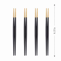 4 pairs glossy black gold chinese chopsticks japanese korean style sushi sticks noodles food tableware metal reusable chopsticks