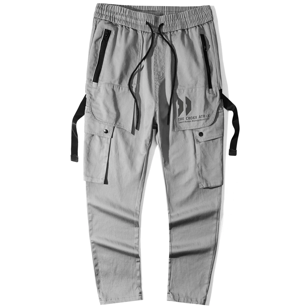 2020 Ленты Брюки карго Мужская Черная уличная одежда с карманом Harajuku Techwear брюки