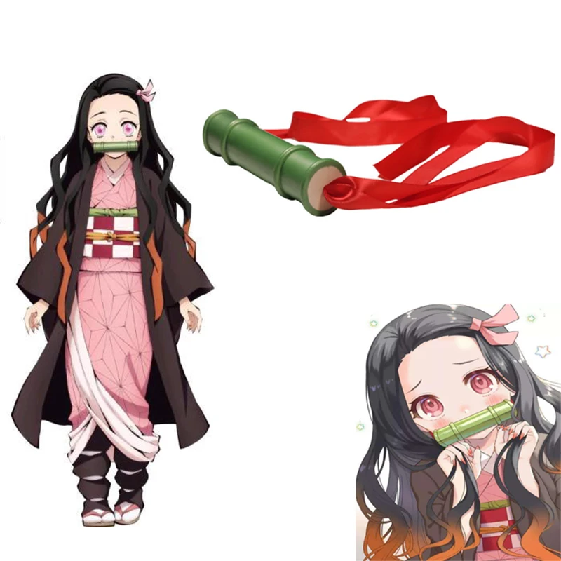 

Demon Slayer Kamado Nezuko Cosplay Sealing Stick Kimetsu no Yaiba Bamboo Mouth Props Halloween Cosplay Costume Accessories