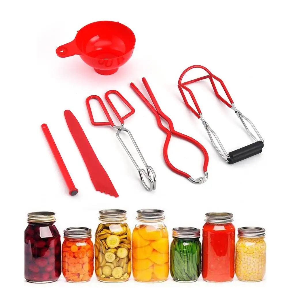

6 Pcs Canning Kit Canning Supplies Anti-scald Lid Lifter Jar Wrench Anti-Slip Jar Tongs Funnel Food Clamp Kitchen Tools