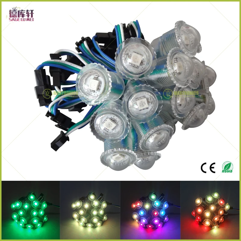 Прозрачная/молочная крышка WS2811 IC диаметром 16 мм DC5V 5050 RGB 1 Светодиодная Пиксельная