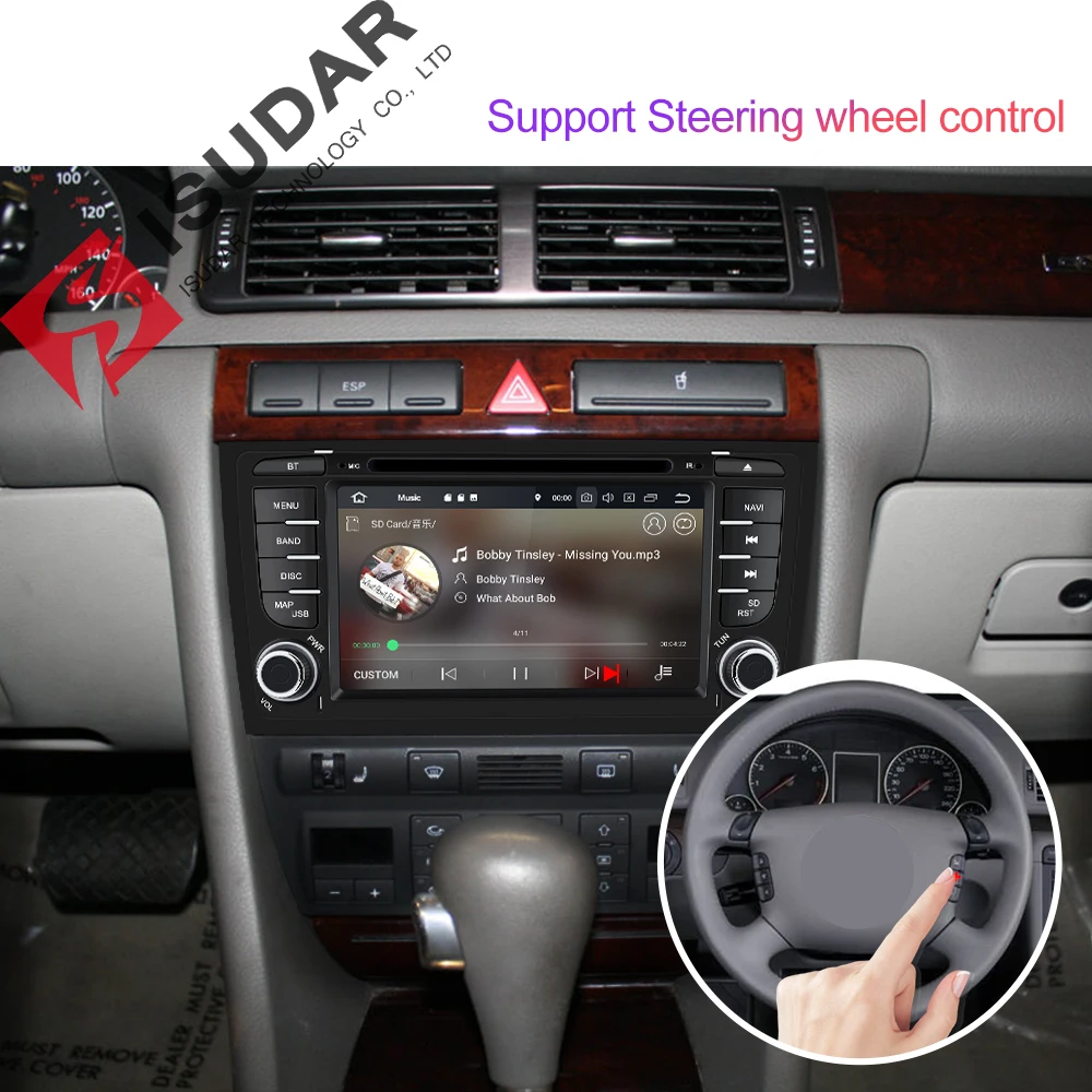 Isudar автомобильный мультимедийный плеер gps два Din Android 9 DVD Automotivo для Audi/A6/S6/RS6 радио FM