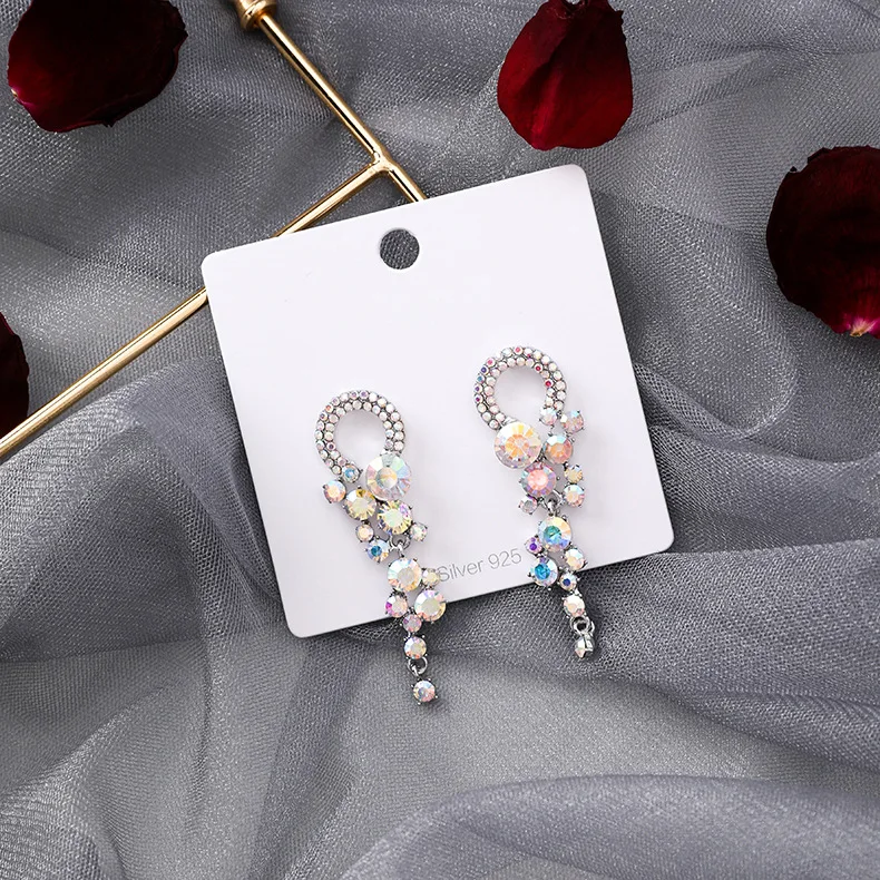 Корея новые горячие модные красочные AB горный хрусталь круг длинные висячие