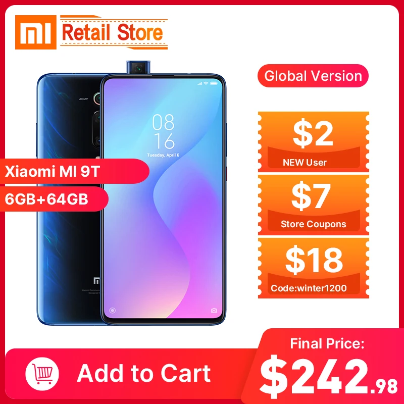 Промокод: nеwуеаr650 в наличии Глобальная версия Xiaomi mi 9 T 6GB 64GB Snapdragon 730 смартфон 48MP