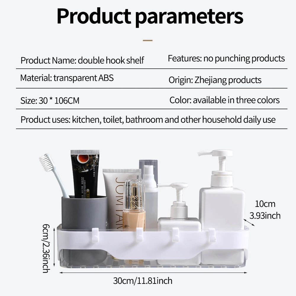 

Wall-Mounted Bathroom Organizer Shelf Shampoo Shower Storage Rack Bath Kitchen Towel Holder Household Bathroom Accessories