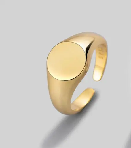 Silvology 925 пробы серебряные круглые Глянцевые Кольца золотые простые темпераментные элегантные женские кольца корейские Модные женские ювелирные изделия - Цвет камня: Gold