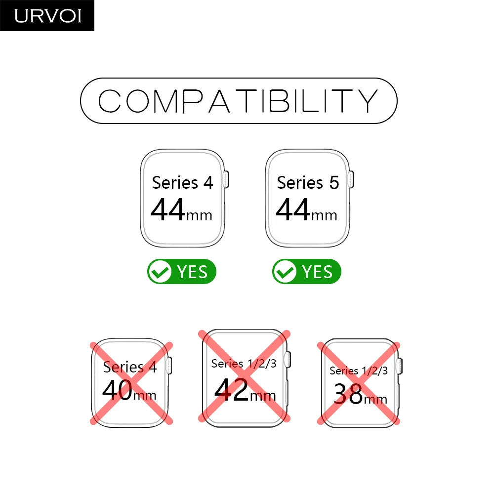 URVOI полная защита для Apple Watch series 5 4 Силиконовый ремешок iWatch водонепроницаемый