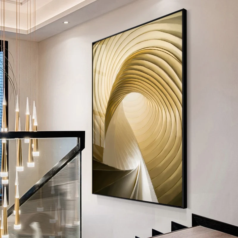 

Картина на стену декоративная живопись Золотой Известный модный художник спиральная форма 48x72 дюйма (120x180 см)
