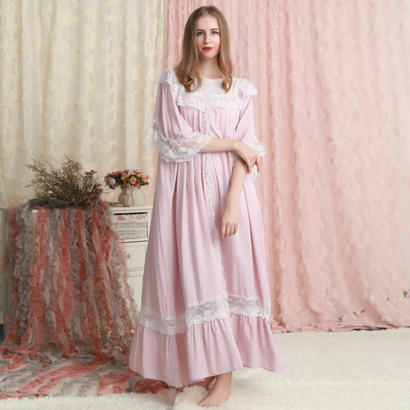 Ночная рубашка кружевная хлопковая ночная длинное платье для беременных женщин