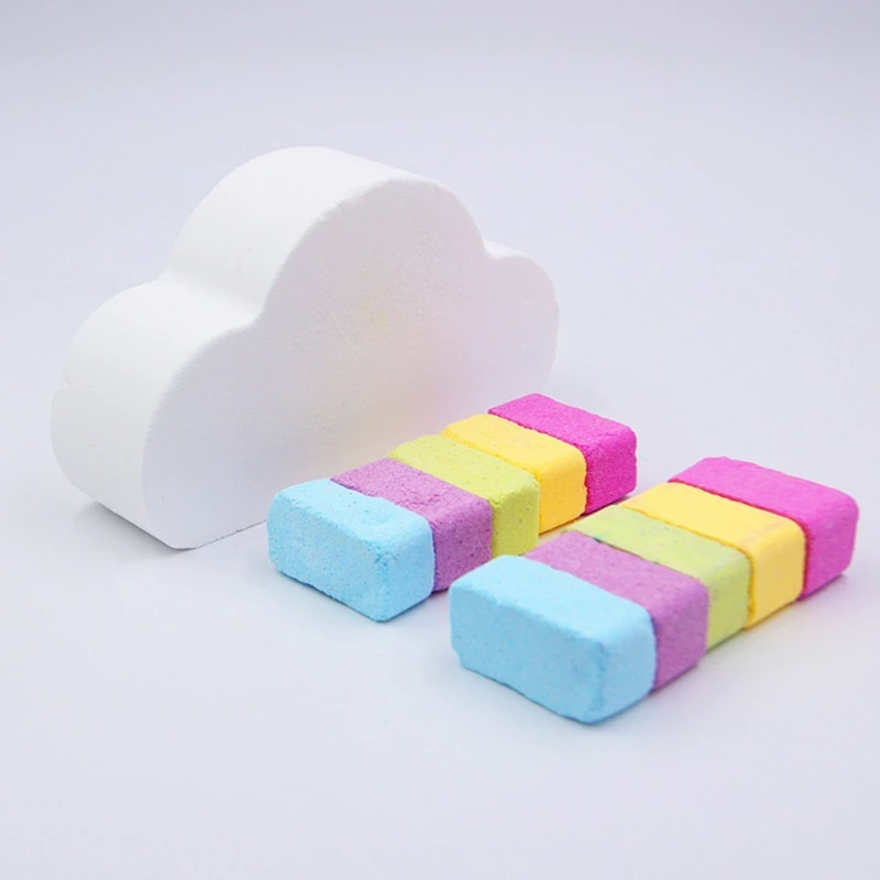 

5Pcs Rainbow Natural Bubble Bath Bombs Multicolor Cloud Shaped SPA Salt Ball Moisturizing Essential Oil Body Cleaner C1FF